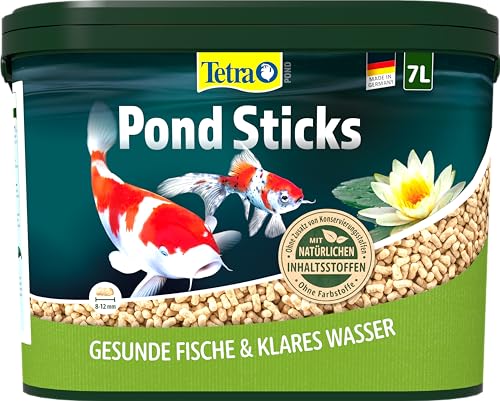 Tetra Pond Sticks - Fischfutter für alle Teichfische, unterstützt gesunde Fische und klares Wasser im Teich, 7 L Eimer